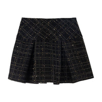 Mimisol Black Jacquard Pleated Skirt