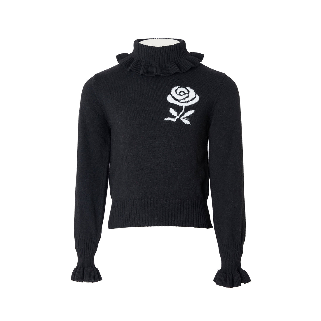 Mimisol Black Jacquard Rose Sweater