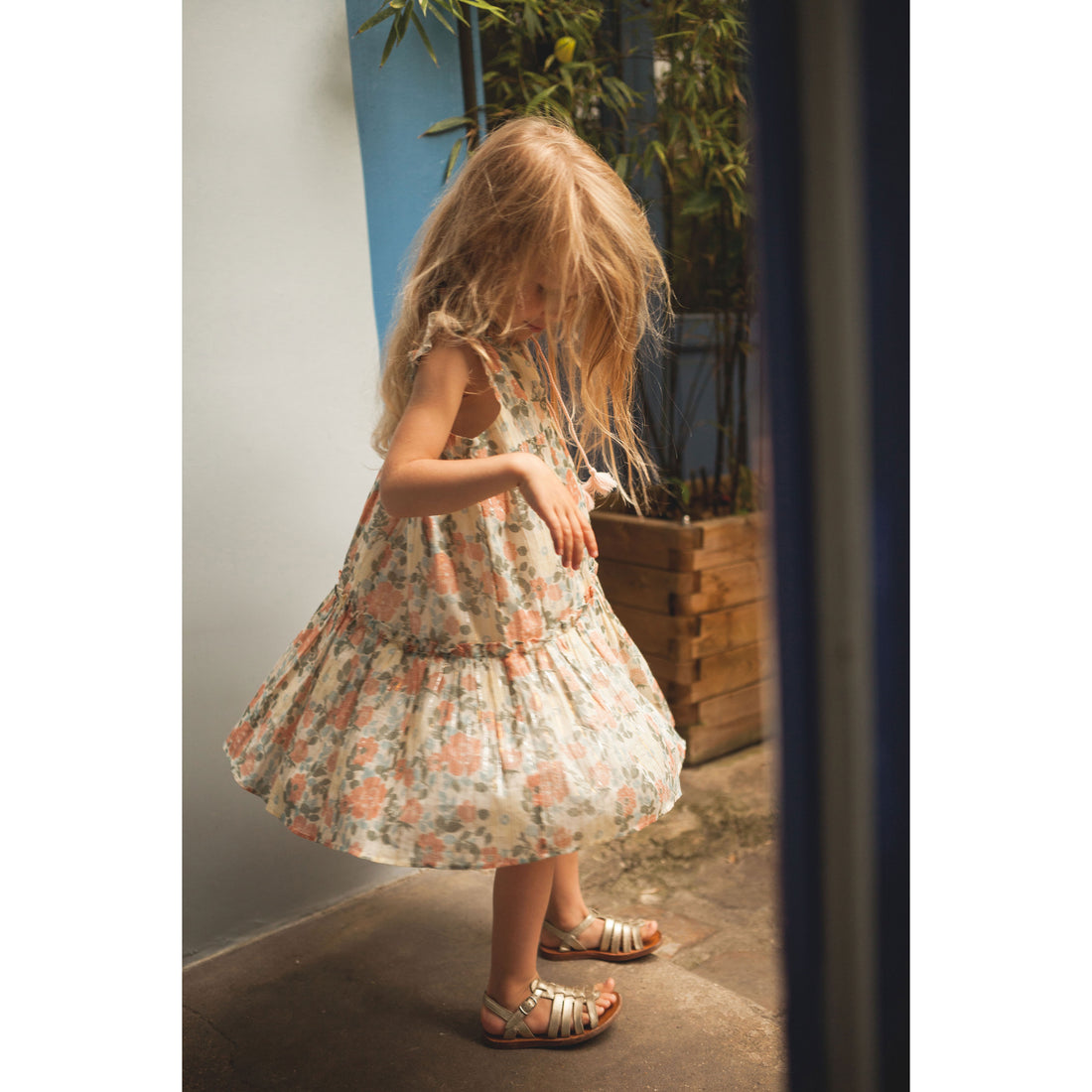 Louis Louise Pink Lurex Vintage Flower Goa Dress
