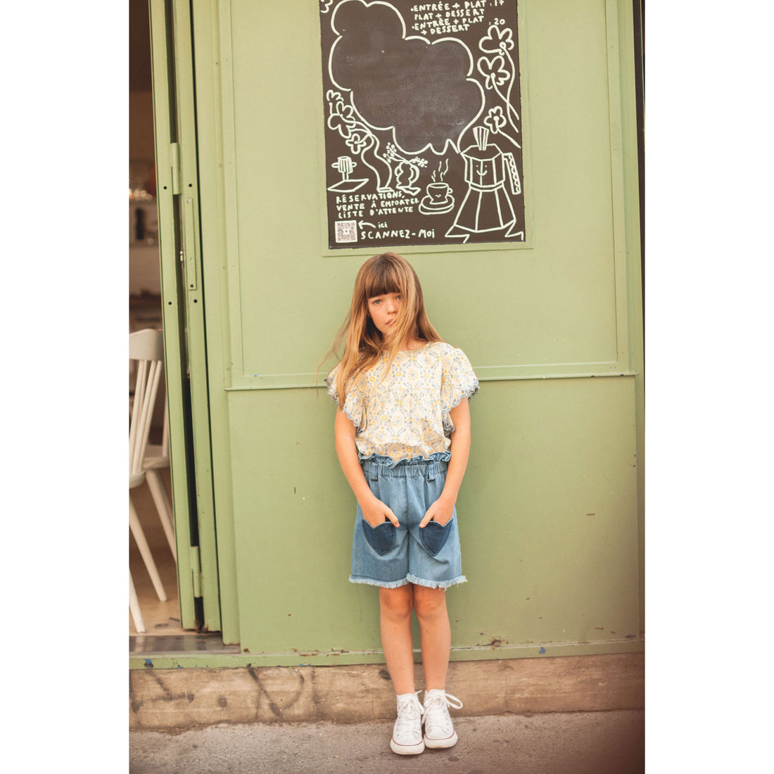 Louis Louise Blue Denim Patchwork School Skirt