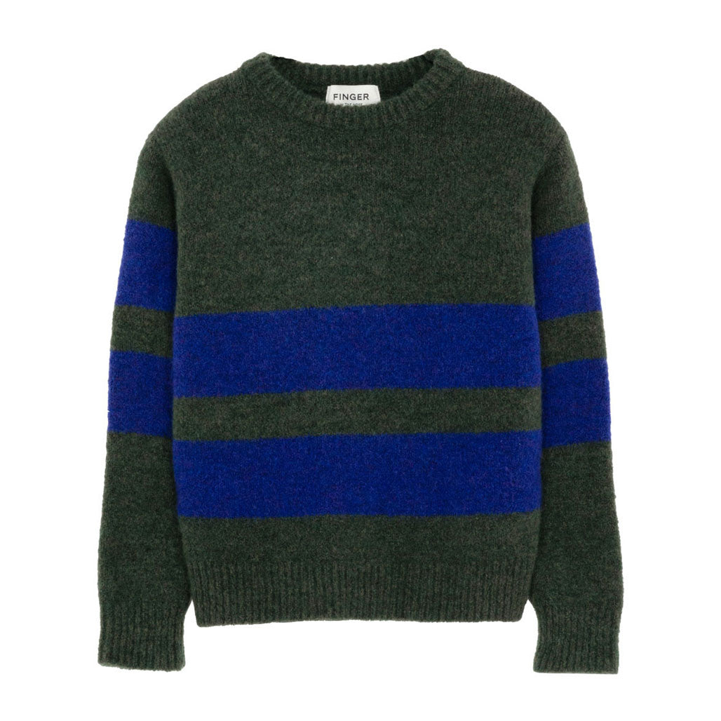 Finger in the Nose  Cedar Green Stripes Michael Crewneck Sweater