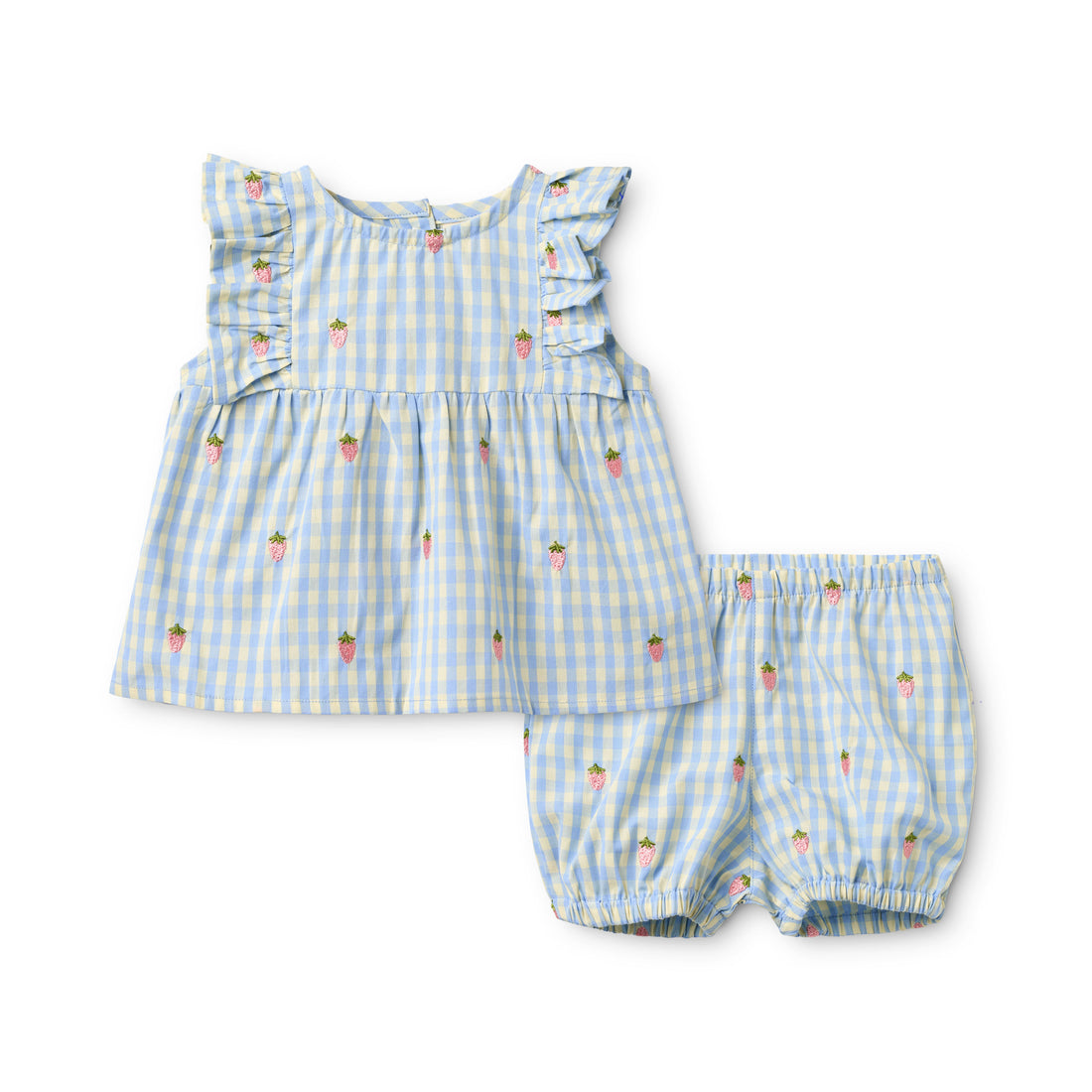 Floss Sky Berry Gingham Mille Baby Set