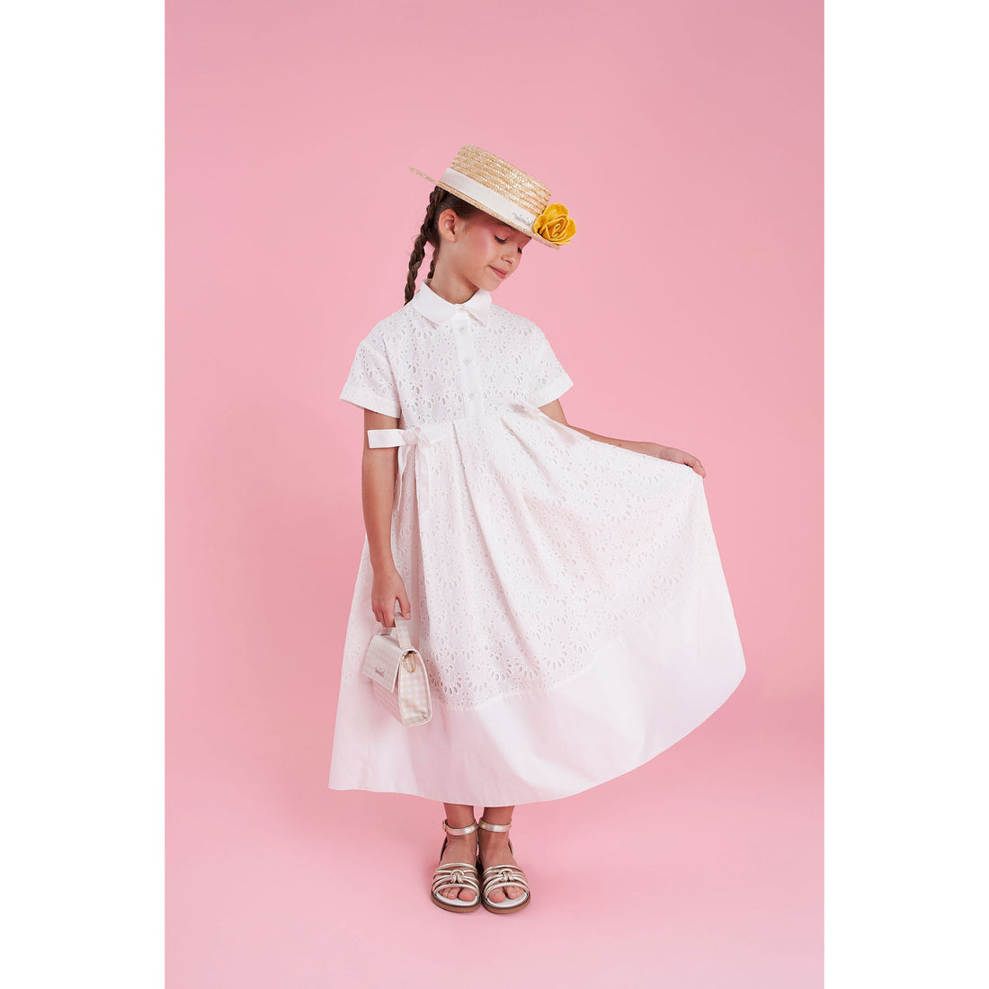 Mimisol Cream Sangallo  Maxi Dress