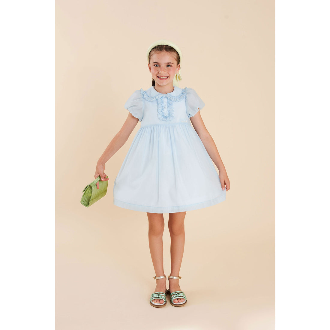 Mimisol Light Blue Cotton Organza Dress