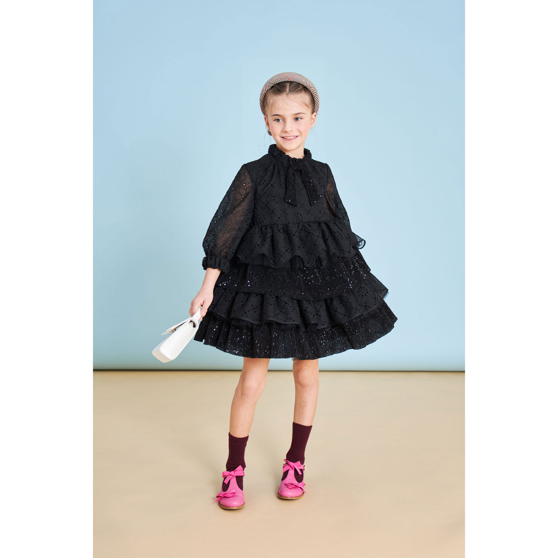 Mimisol Black Embroidered Chiffon Dress