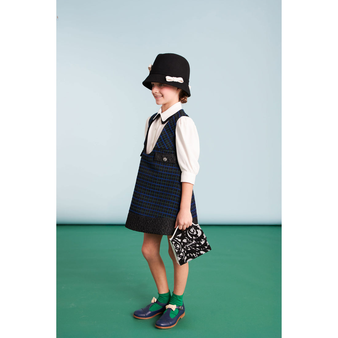 Mimisol White Black Bicolor Twill Blouse