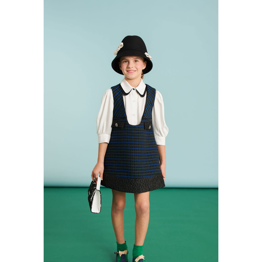 Mimisol White Black Bicolor Twill Blouse