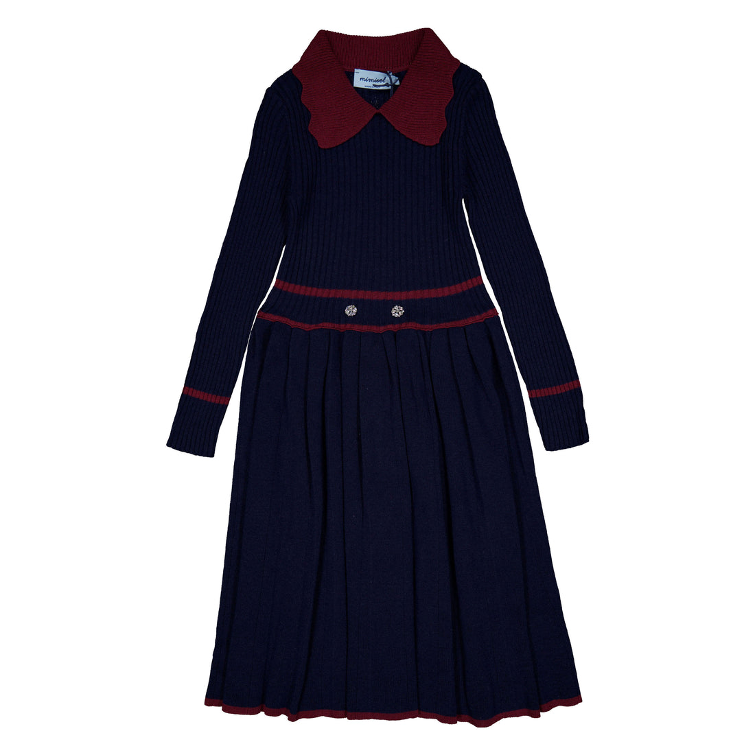 Mimisol Dark Blue Bordeaux Long Knit Dress