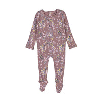 Ladida Layette Mink Clustered Floral Footie