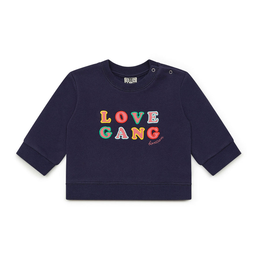 Bonton Navy Love Gang Baby Sweatshirt