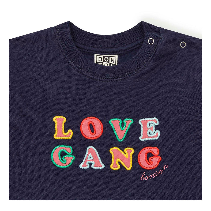 Bonton Navy Love Gang Baby Sweatshirt