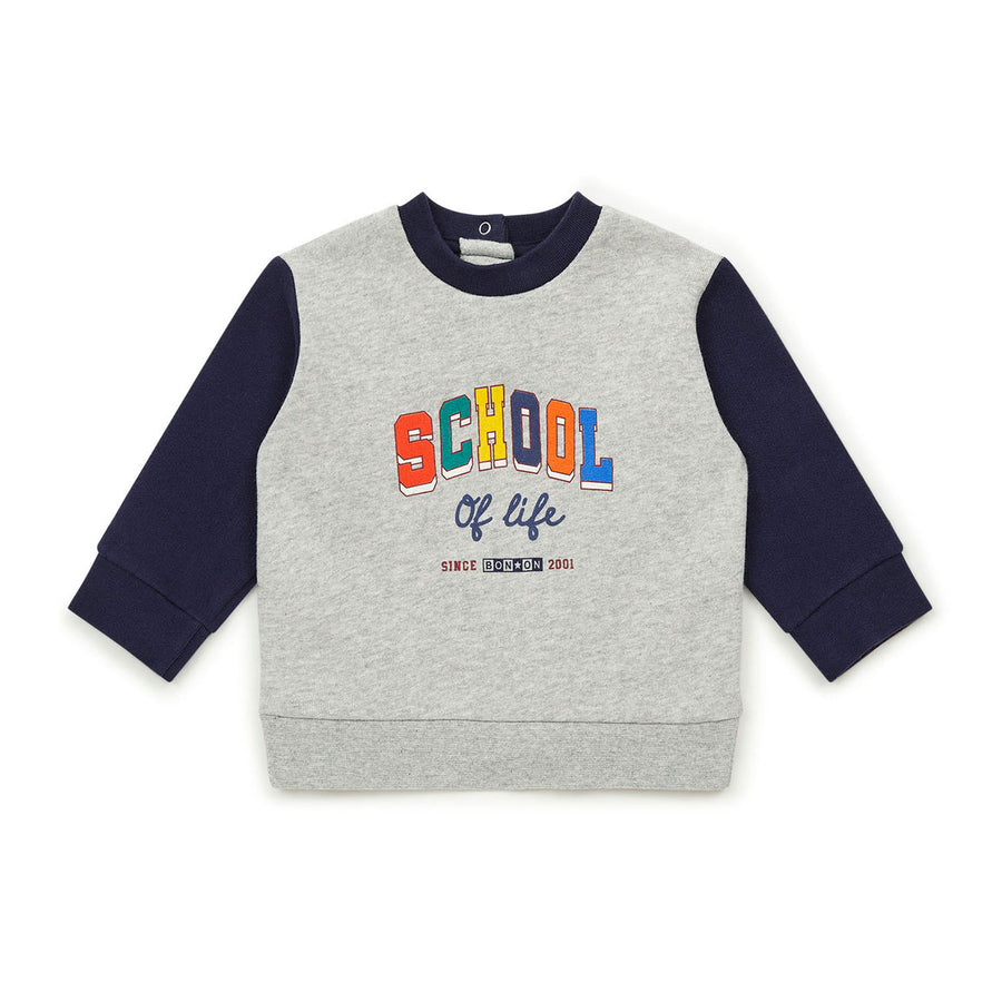 Bonton Grey School Baby Sweatshirt