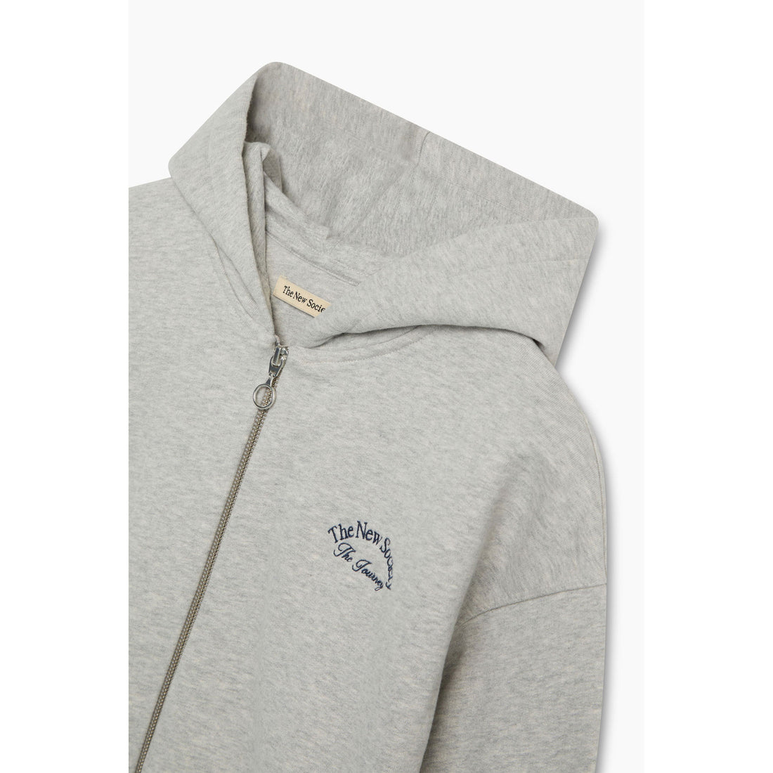 The New Society Light Grey Melange Mochi Hoodie