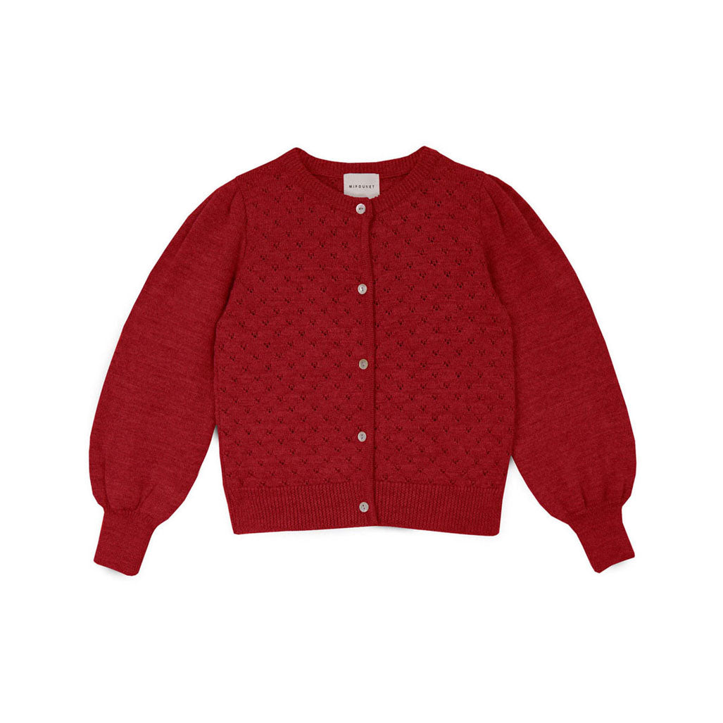 Mipounet  Red Maca Openwork Cardigan