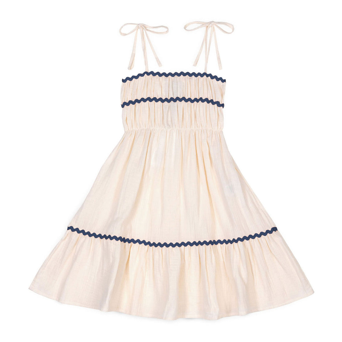 Mipounet Ecru/Navy Anette Muslin Dress