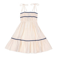 Mipounet Ecru/Navy Anette Muslin Dress