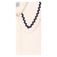 Mipounet Ecru/Navy Trim Althea Muslin Dress
