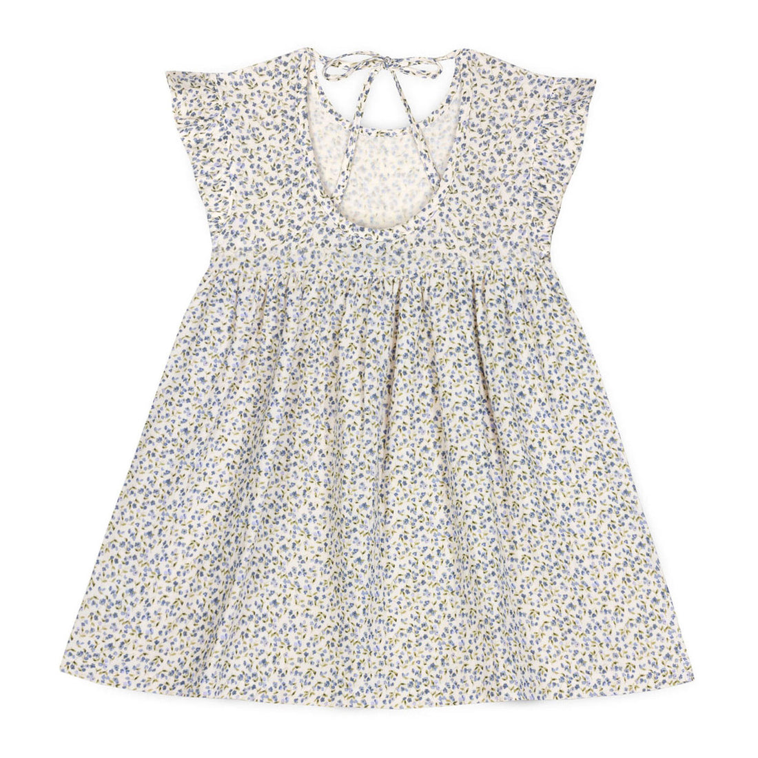 Mipounet Cream/Blue Printed Diana Muslin Dress