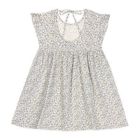 Mipounet Cream/Blue Printed Diana Muslin Dress