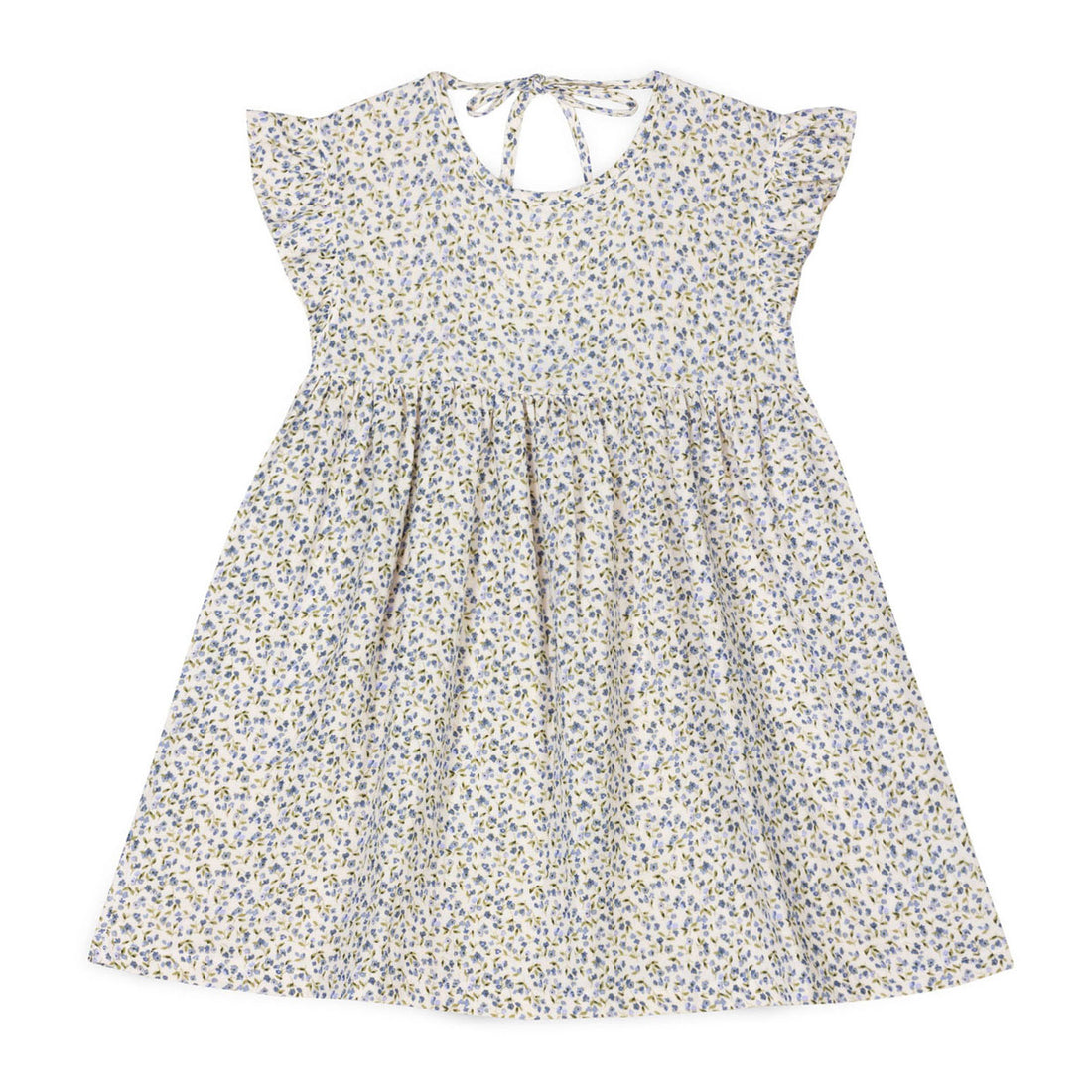Mipounet Cream/Blue Printed Diana Muslin Dress
