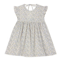 Mipounet Cream/Blue Printed Diana Muslin Dress