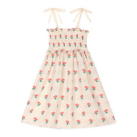 Mipounet Ecru/Coral Jacquard Caroline Smock Dress