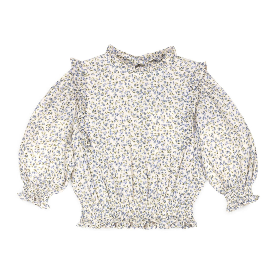 Mipounet Cream/Blue Printed Diana Muslin Blouse