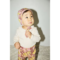 Misha and Puff String/Antique Rose Chrysanthemum Baby Pima Bonnet