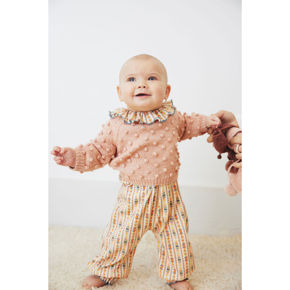 Misha and Puff  Faded Rose Original Popcorn Baby Sweater