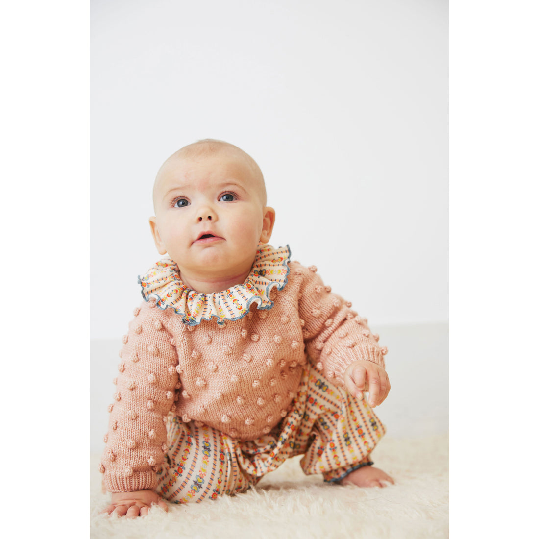 Misha and Puff  Faded Rose Original Popcorn Baby Sweater