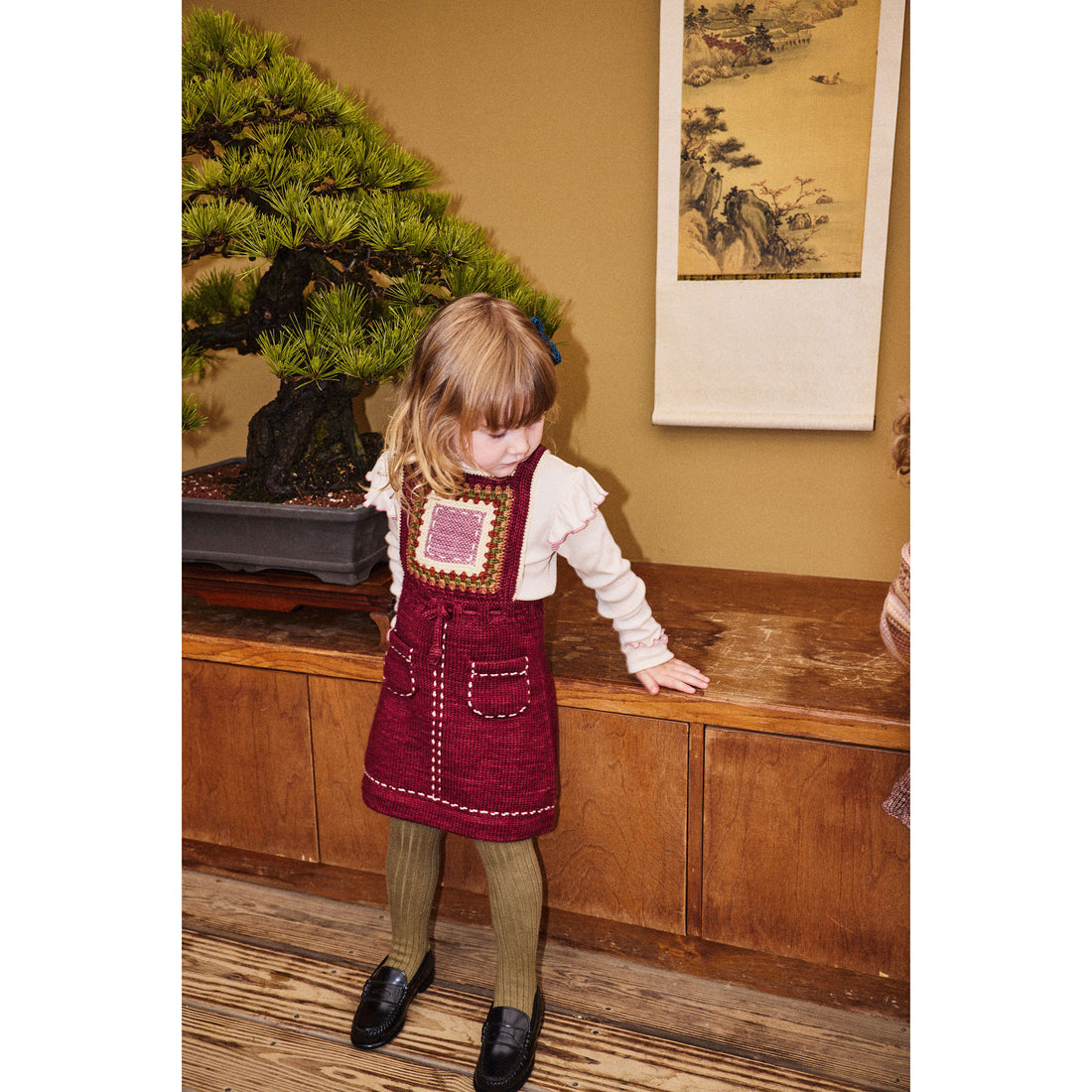 Misha and Puff Cambridge Running Stitch Pinafore