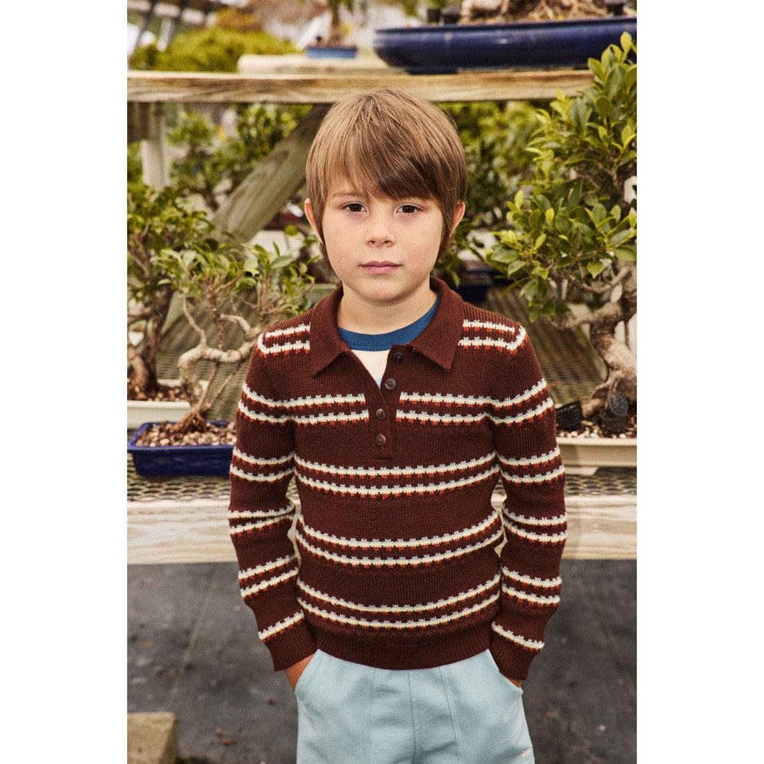 Misha and Puff Dark Roast Beaded Stripe Ari Sweater