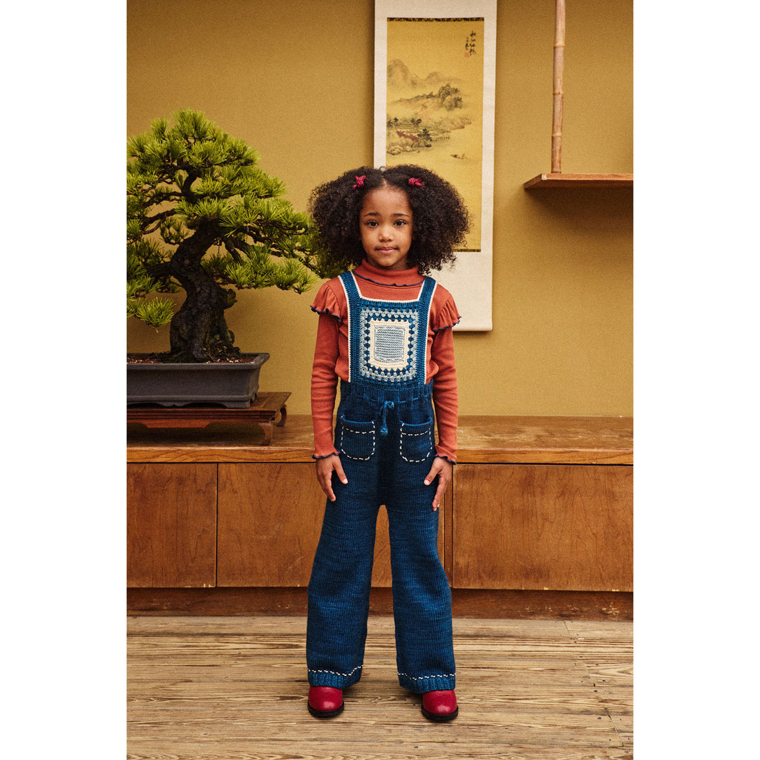 Misha and Puff Marine Blue Running Stitch Overall