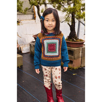 Misha and Puff Marine Blue Running Stitch Sweater