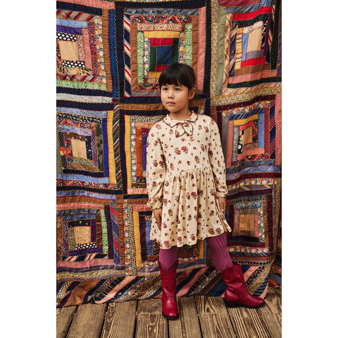 Misha and Puff String/Antique Rose Holyoke Floral Junior Scout Dress