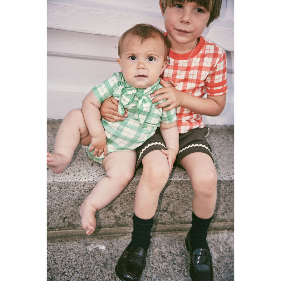 Misha and Puff String Piazza Short Sleeve Scout Onesie