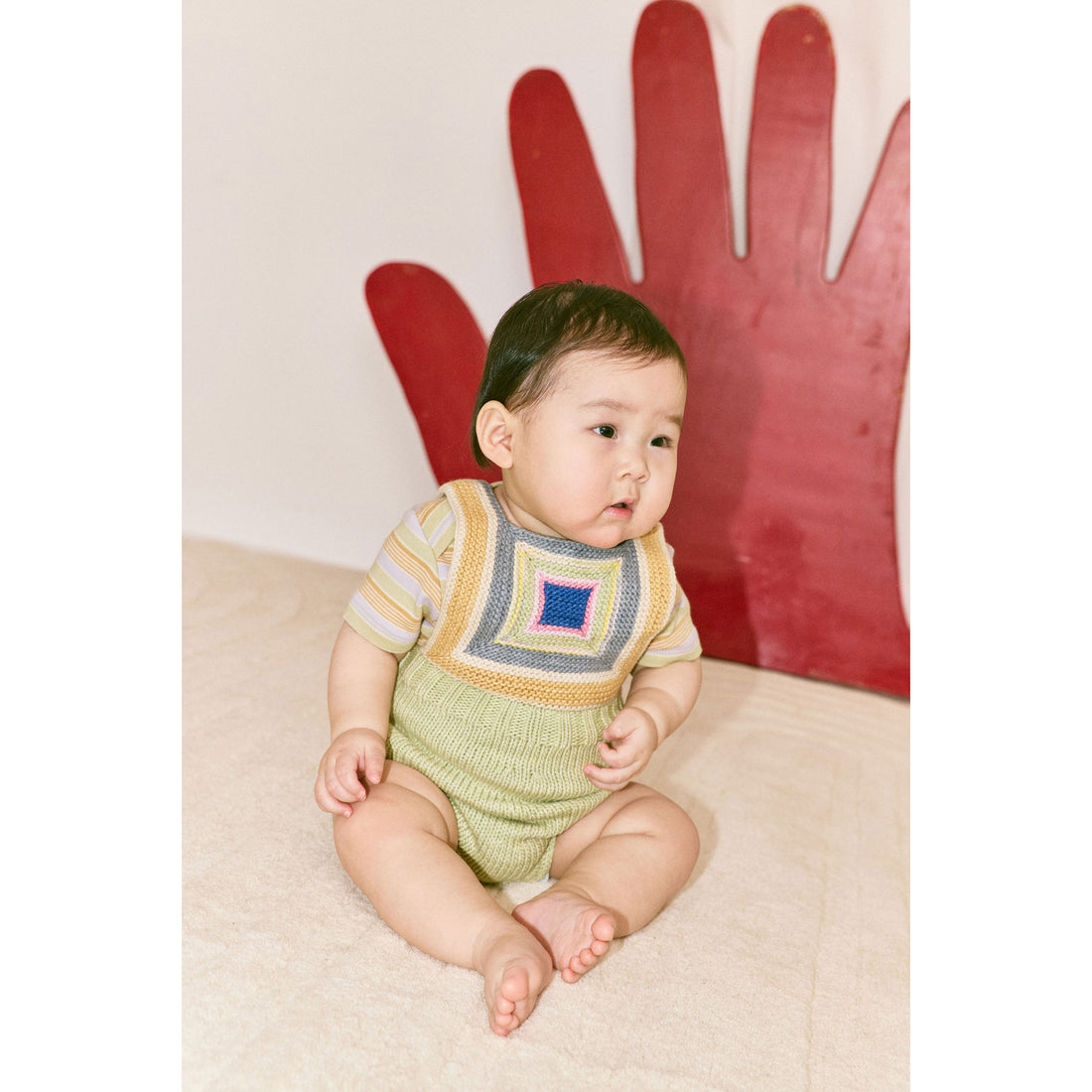 Misha and Puff Aventurine Baby Log Cabin Romper