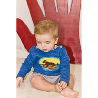 Misha and Puff Blue Ribbon Baby Dog Boatneck Sweater