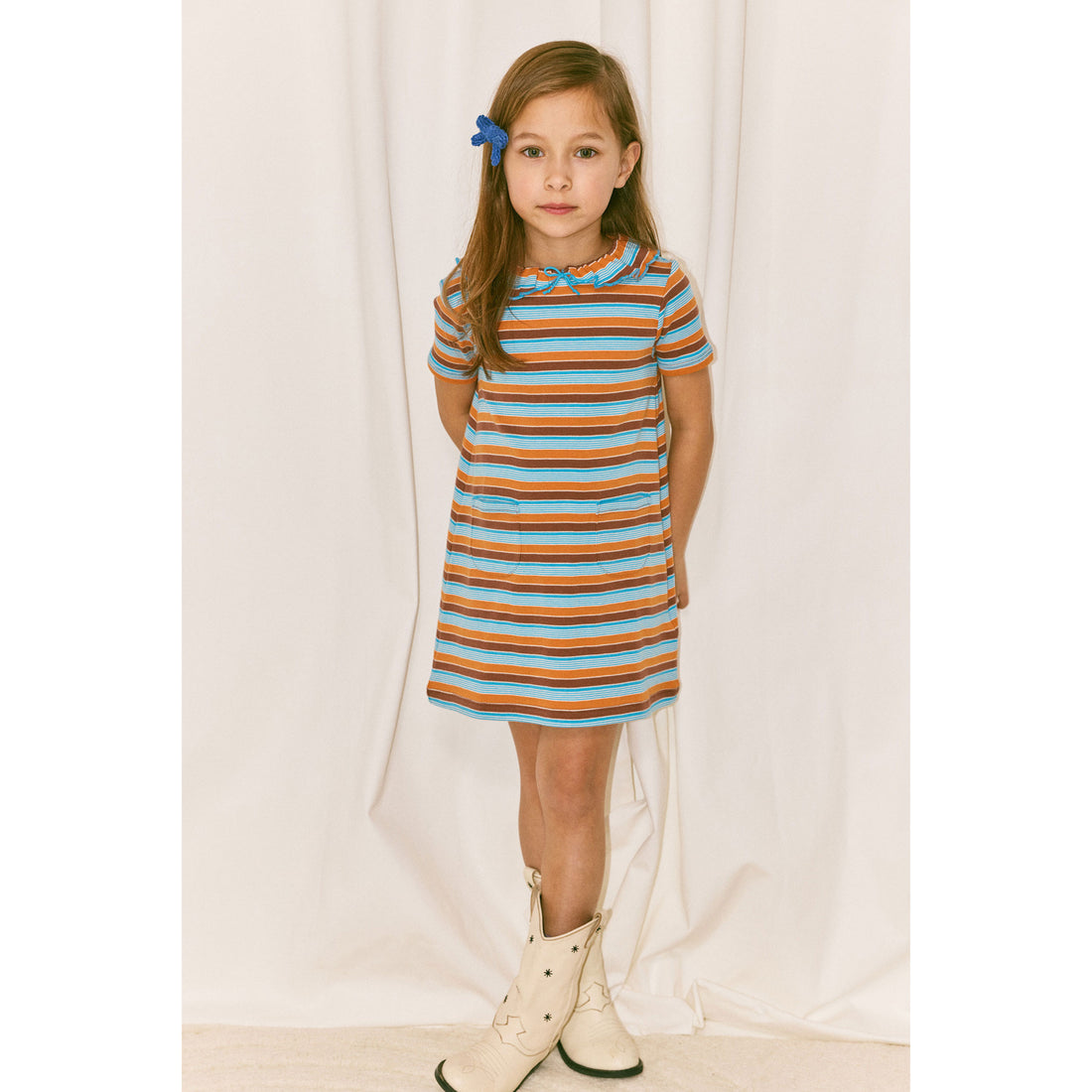 Misha and Puff Bright Sky Avenue Stripe Pattie Dress