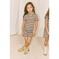 Misha and Puff Bright Sky Avenue Stripe Short Sleeve Polo