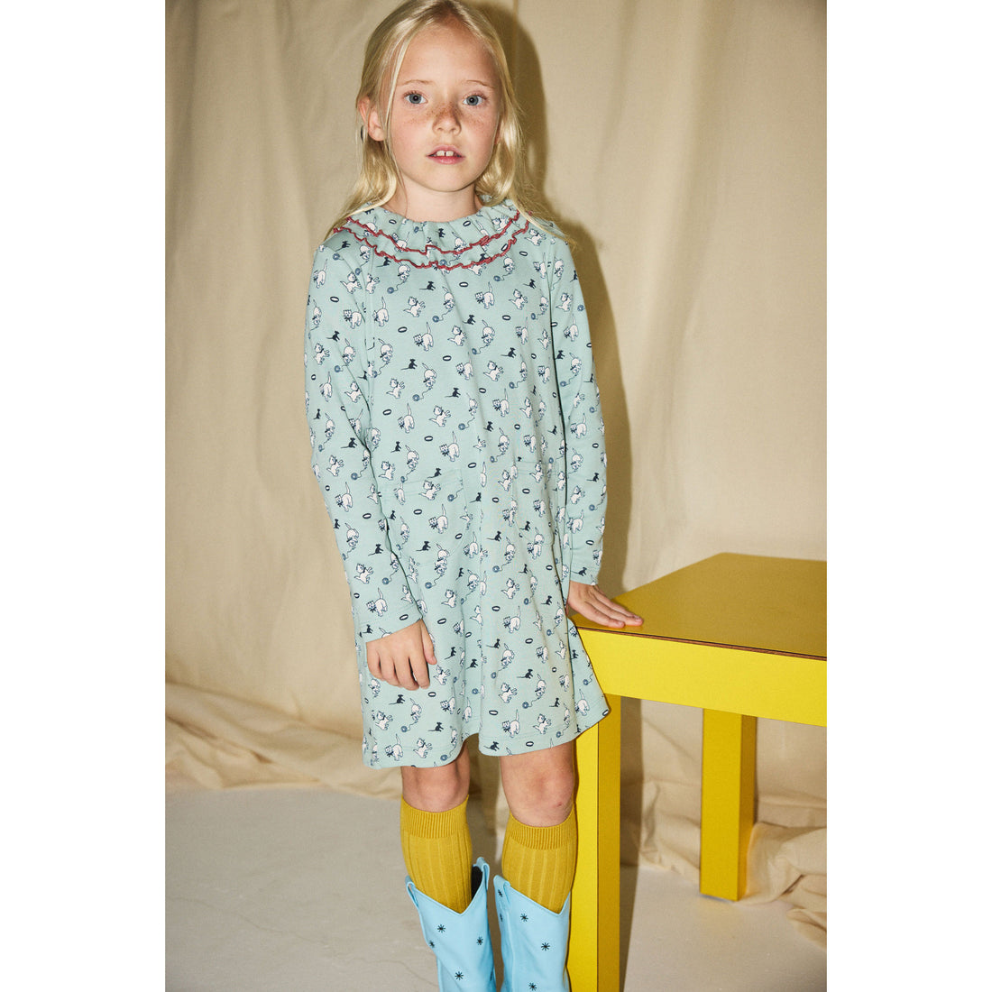 Misha and Puff Sage Cat & Mouse Sweetheart Dress