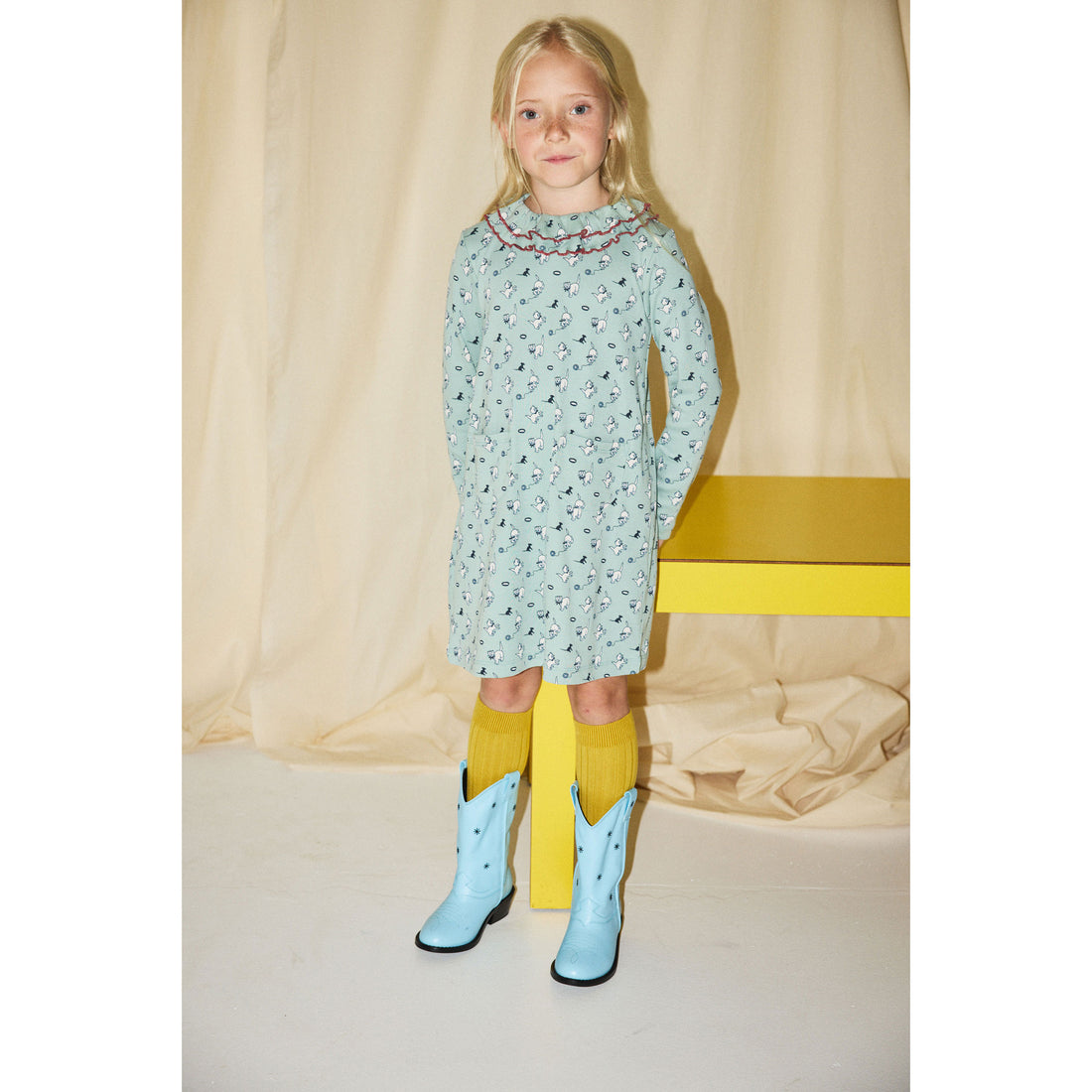 Misha and Puff Sage Cat & Mouse Sweetheart Dress