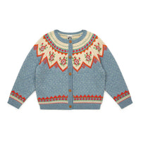 Bonton Curious Blue Jacquard Cardigan