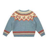 Bonton Curious Blue Jacquard Cardigan