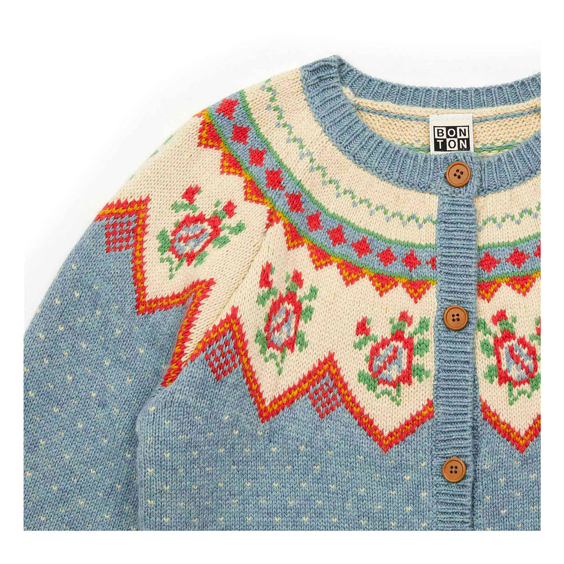 Bonton Curious Blue Jacquard Cardigan
