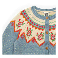 Bonton Curious Blue Jacquard Cardigan