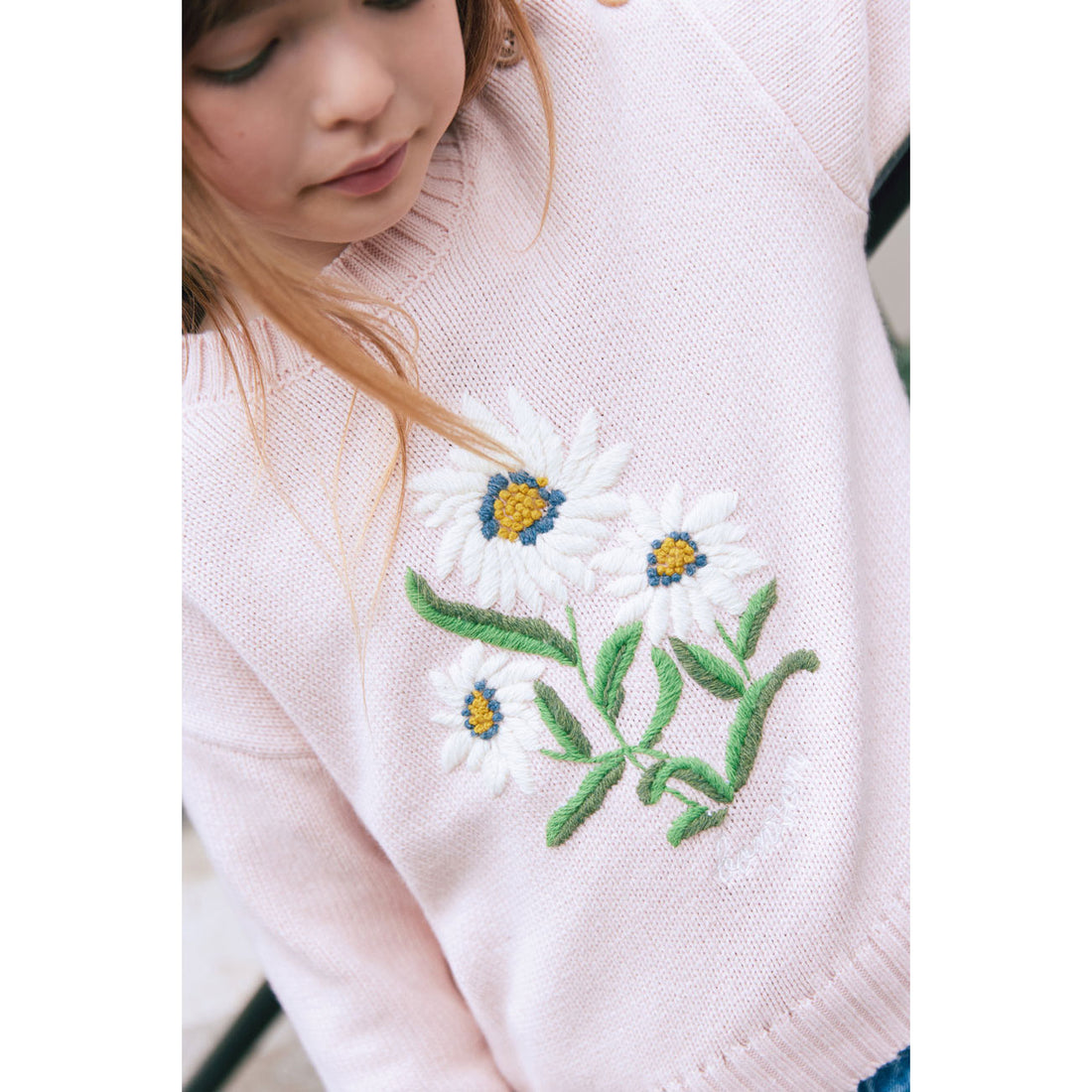 Bonton Peach Brode Fille Pullover