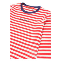 Max and Co Coral Red Striped Long Sleeve T-Shirt