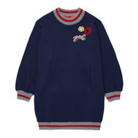 Max and Co Night Blue Sweater Dress With College Patches