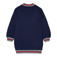 Max and Co Night Blue Sweater Dress With College Patches